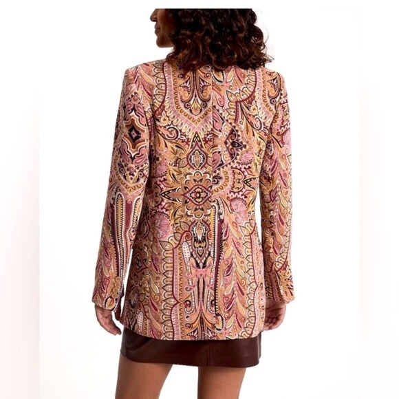 Express NWT Paisley One Button Boyfriend Blazer Cinched Waist String size Small - Picture 10 of 14